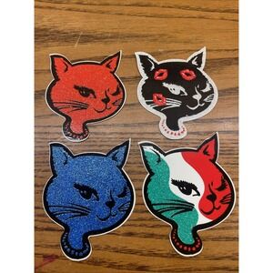 Vintage Retro Winking Cat Glitter 2001 Stickers Vending Machine 2.5"x3.5"